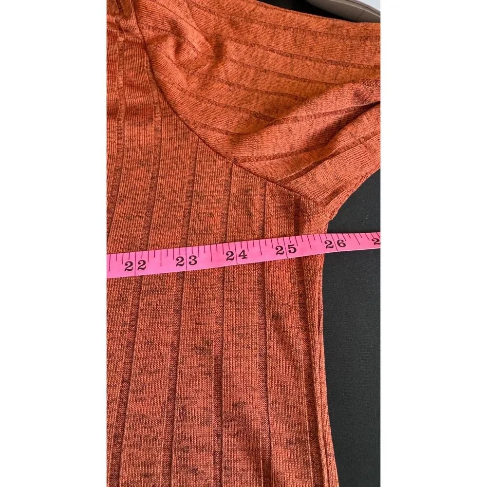 Ekouaer Women's XL Ribbed Knit Pajama Set Rust Orange